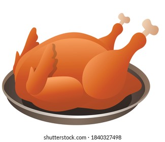 Roast chicken isolated on white background graphic vector