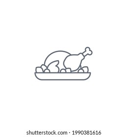 Roast chicken line icon vector illustration