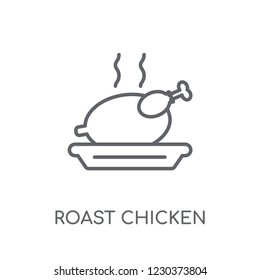 Roast chicken linear icon. Modern outline Roast chicken logo concept on white background from Hotel and Restaurant collection. Suitable for use on web apps, mobile apps and print media.