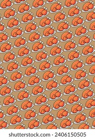 Roast chicken pattern, background for food publications