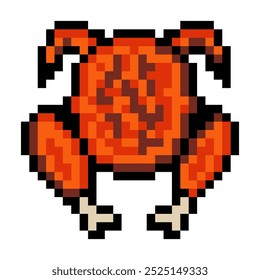 Roast chicken in pixel art style
