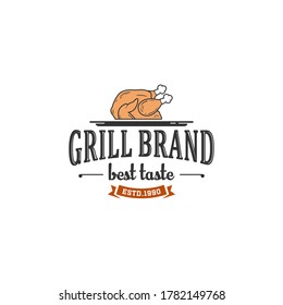 roast chicken product logo with grilled chicken that looks delicious and delicious