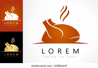 Roast chicken sign icon. Hen bird meat logo.