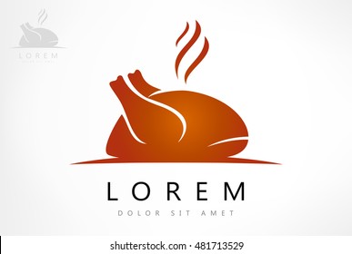 Roast chicken sign icon. Hen bird meat logo.