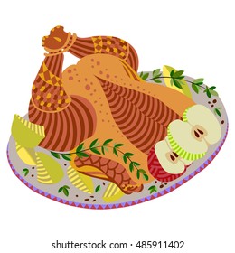 Roast chicken vector illustration