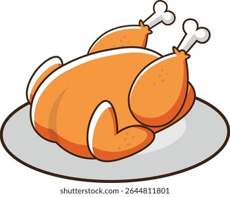Frango assado, ilustração vetorial, clipart, para designers e fundos.