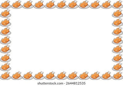 Frango assado, ilustração vetorial, clipart, para designers e fundos, borda, quadro.