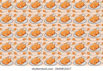 Frango assado, ilustração vetorial, clipart, para designers e fundos, padrão.