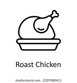 Ilustración de diseño de iconos del contorno del vector de pollo asado. Símbolo de comida y bebida sobre fondo blanco archivo EPS 10 