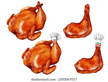 Roast chicken, whole chicken, chicken thigh, roast leg