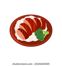 Roast Duck with rice Chinese food illustration