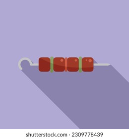 Roast food stick icon flat vector. Bbq meat. Picnic fork