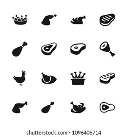 Roast icon. collection of 16 roast filled icons such as beef, chicken leg, meat leg. editable roast icons for web and mobile.