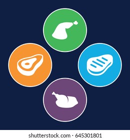 Roast icons set. set of 4 roast filled icons such as beef, meat leg