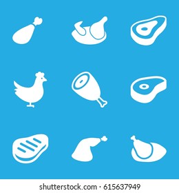 Roast icons set. set of 9 roast filled icons such as chicken, beef