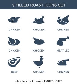 roast icons. Trendy 9 roast icons. Contain icons such as chicken, meat leg, beef. roast icon for web and mobile.