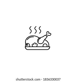 Icono de asado.Icono de Acción de Gracias. Simple, plano, contorno, negro.