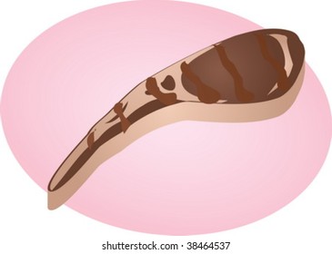 Roast lambchop, cooked  meat dish food illustration