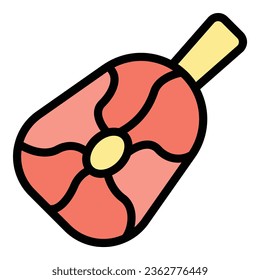 Roast meat icon outline vector. Paleo diet. Free food color flat