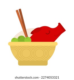 Roast piglet. Chinese food. Vector illustration