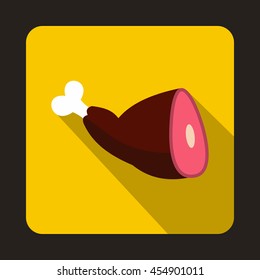 Roast pork knuckle icon in flat style on a yellow background