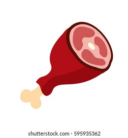 Roast pork knuckle icon in flat style isolated on white background vector illustration