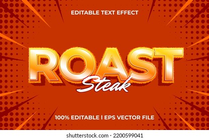 filete asado efecto de texto 3d con tema caliente. plantilla de tipografía roja para producto caliente