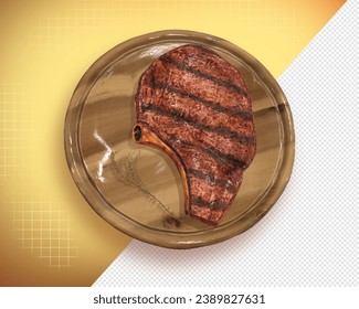 Roast the steaks on 3D render
