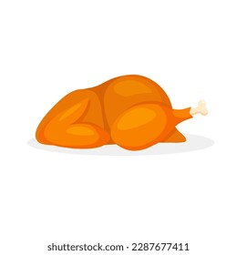 Roast turkey or chicken. Fried meat. Food icon. Vector illustration in trendy flat style isolated on white background.	