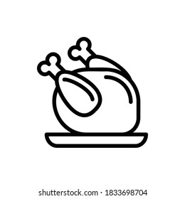 Roast Turkey, Roast Chicken Icon Logo Illustration Vector Isolated. Thanksgiving Icon-Set. Suitable for Web Design, Logo, App, and UI. Editable Stroke and Pixel Perfect. EPS 10.