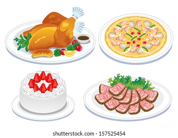 Roast turkey and  delicious food