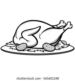 Roast Turkey Dinner Illustration