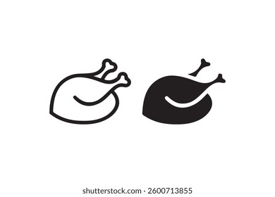 Roast turkey icon in black and white Vector