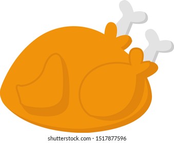 Roast turkey, illustration, vector on white background.