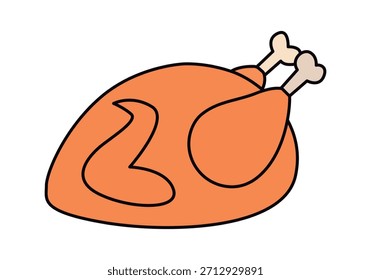Pavo asado sobre un fondo blanco