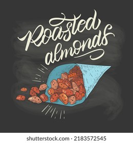 Roasted almonds - vector illustration. Roasted almonds are served with beer at the Oktoberfest.