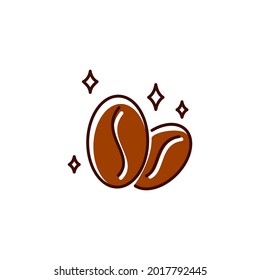 Roasted aromatic coffee beans with flavor flat icon. Color filled symbol. Isolated vector stock illustration