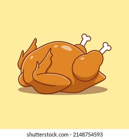 Roasted chicken cartoon vector illustration