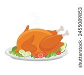 Roasted chicken. Chick meat is prepared at the grill, Isolated on a white background