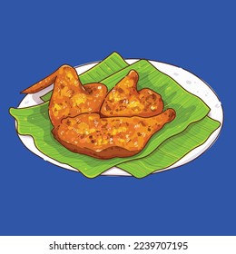 Roasted chicken. Chick meat prepared at grill. Satisfying food, Isolated on white background. Eps10 vector illustration