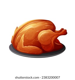 Roasted chicken. Chick meat prepared at grill.Vector illustration