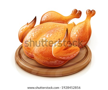 Roasted chicken. Chick meat prepared at grill. Satisfying food, Isolated on white background. Eps10 vector illustration. Stock fotó © 