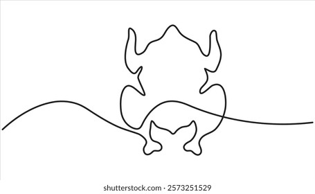 Roasted chicken continuous one line drawing illustration. Doodle outline vector illustration
