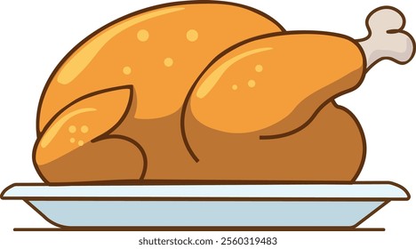 roasted chicken ,Delicious Roasted Chicken. Isolated on a white background. Vector illustration. Roasted Turkey Meat Vector, Roasted Chicken Meat Vector Illustration, Whole Chicken Meat Vector.