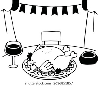 Roasted chicken dinner festive celebration thanksgiving meal