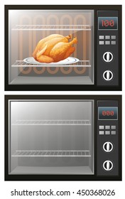 Roasted chicken in the electronic oven illustration
