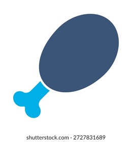 Ícone de frango assado azul plano vetor design baqueta símbolo de carne refeição alimento jantar aves sinal de elemento gráfico