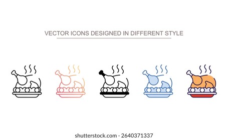 Roasted Chicken icon design with white background stock illustration
