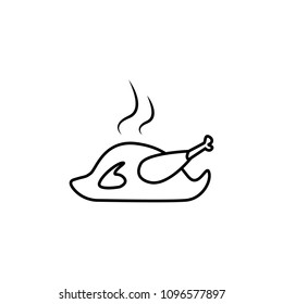 roasted chicken icon. Element of food icon for mobile concept and web apps. Thin line roasted chicken icon can be used for web and mobile on white background