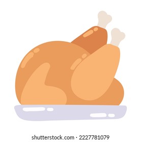 roasted chicken icon flat isolated